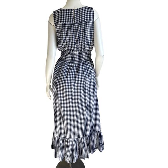 Draper James RSVP Gingham Sleeveless Maxi Dress Size M Navy Blue White Check - Picture 6 of 13